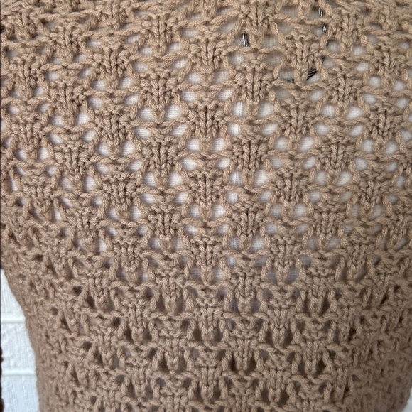 VINCE- Tan Crochet Women's button front cardigan Sweater - Picture 7 of 10